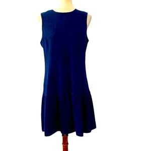 Blue Ganni Textured Pattern Sleeveless Crewneck Dress Large